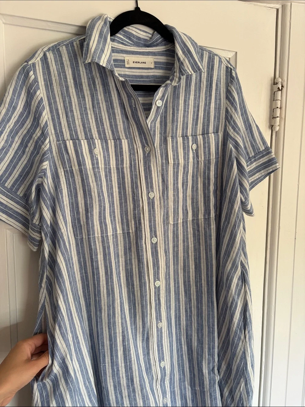 Everlane Daytripper Dress in Blue/White Linen - Picture 7 of 7